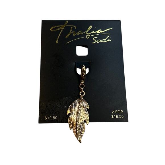 Thalia Sodi Gold Feather Charm w/ Rhinestone Accents, NWT! - Picture 1 of 3
